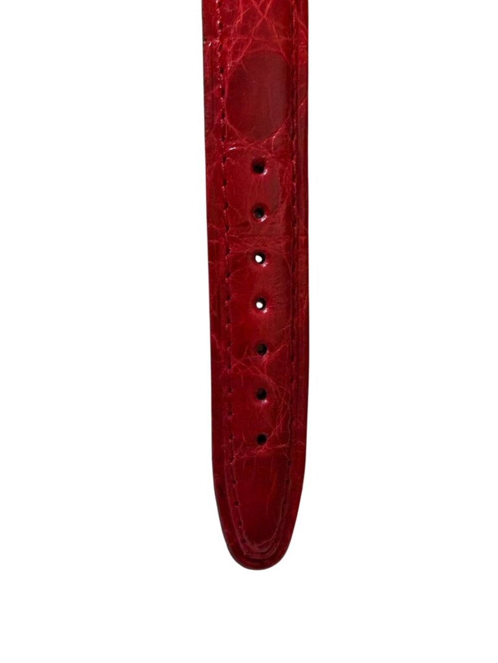 Vintage Genuine Leather Red Watch Strap 11/16" Gold Buckle Italy Signed - Picture 5 of 7